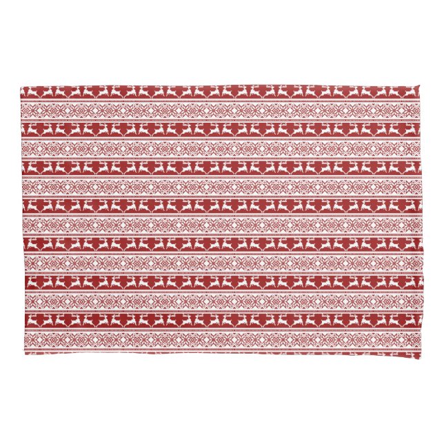 Nordic Christmas Scandinavian Reindeer Pillowcase (Front)