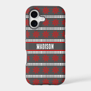Nordic Christmas snowflake pattern grey red white
