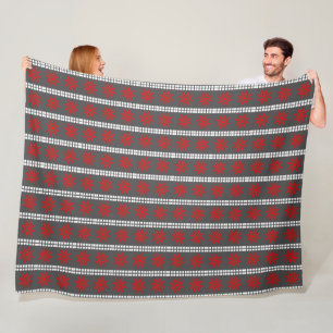 Nordic Christmas snowflake pattern grey red white Fleece Blanket