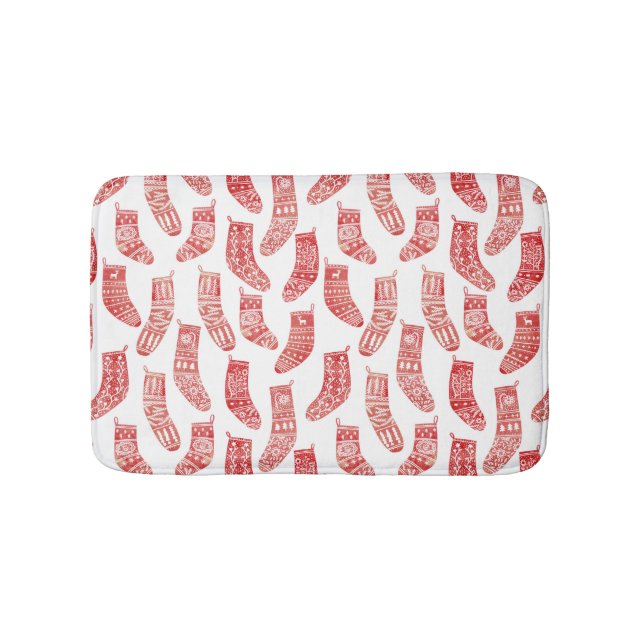 Nordic Christmas Stocking Bath Mat (Front)