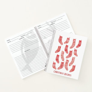Nordic Christmas Stockings Custom Recipe Notebook