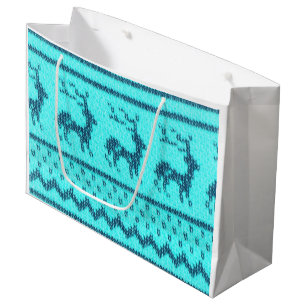 Nordic  Christmas Sweater pattern Large Gift Bag