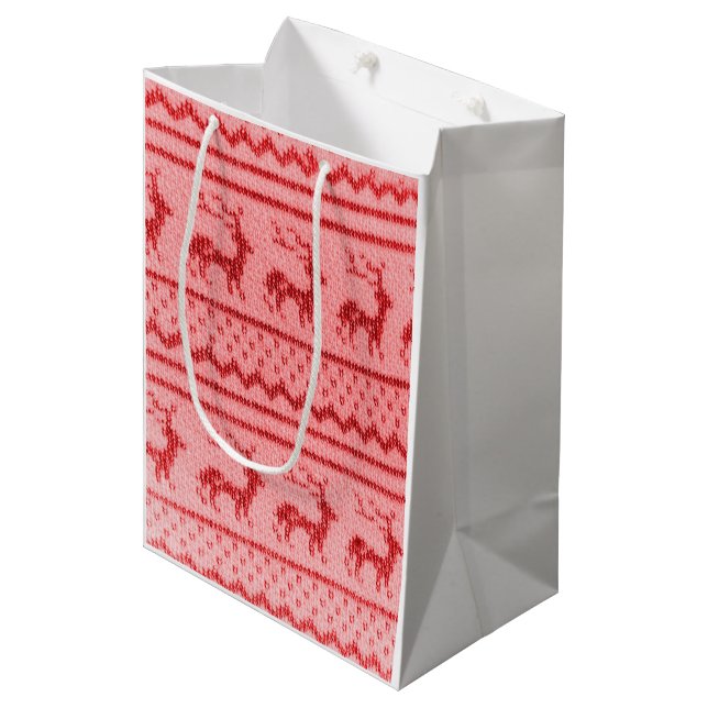 Nordic  Christmas Sweater pattern Medium Gift Bag (Front Angled)