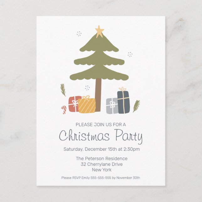 Nordic Christmas Tree Holiday Party Postcard (Front)