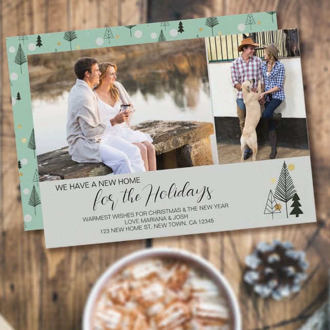 Nordic Christmas Trees 2 Photo New Address Holiday Card (Creator Uploaded)