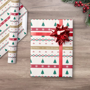 Nordic Christmas Trees Personalised  Wrapping Paper