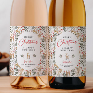 Nordic Christmas Wine Bottle Label Drink Gift Deer
