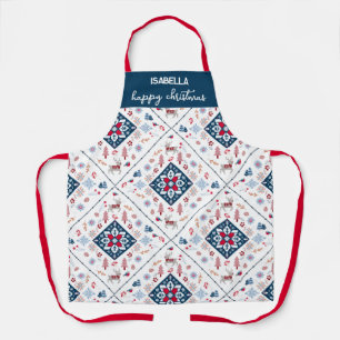 Nordic Christmas with Reindeer and Snowflakes Apron