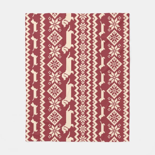 Nordic Dog: Quirky Illustration Pattern. Fleece Blanket (Front)