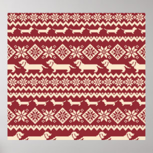 Nordic Dog: Quirky Illustration Pattern. Poster
