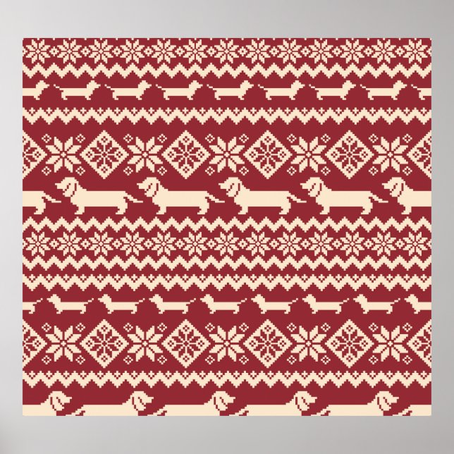 Nordic Dog: Quirky Illustration Pattern. Poster (Front)