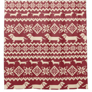 Nordic Dog: Quirky Illustration Pattern. Shower Curtain