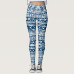Nordic Fair Isle Sweater Blue White Knit Pattern Leggings<br><div class="desc">Dress up your wardrobe with these fun high quality leggings knit sweater pattern set against a blue background.  Perfect for the holidays or everyday winter activities and workouts.</div>