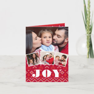 Nordic Fairisle Joy Photo Collage Christmas Holiday Card