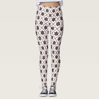Nordic Floral Star Geometric Pattern Leggings