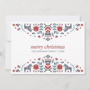 Nordic Folk Art   Christmas Holidays 3 Photo Holiday Card