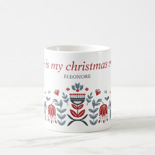 Nordic Folk Art  Dala Horse Christmas Holidays Coffee Mug