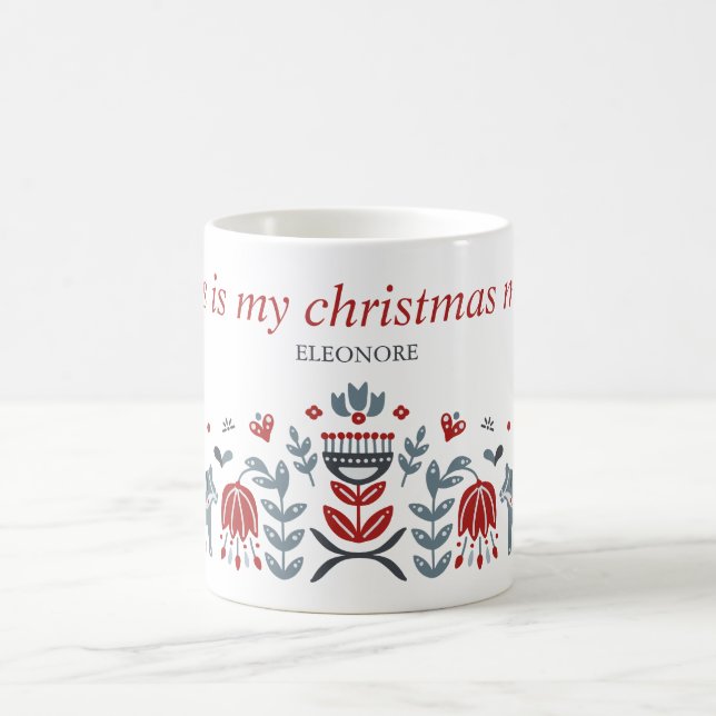 Nordic Folk Art  Dala Horse Christmas Holidays Coffee Mug (Center)