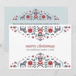 Nordic Folk Art   Dala Horse Christmas Holidays Holiday Card