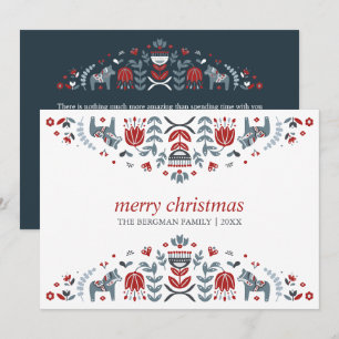 Nordic Folk Art   Dala Horse Christmas Holidays Holiday Card