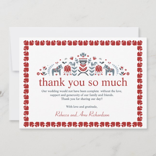 Nordic Folk Art Dala Horse Scandinavian Photo Holiday Card (Front)