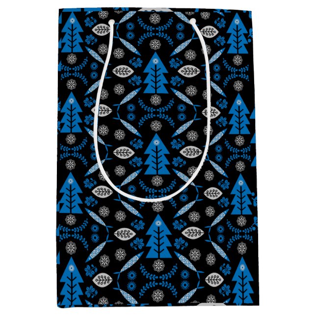 Nordic Folk Art Fish Medium Gift Bag (Front)