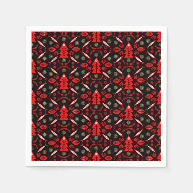 Nordic Folk Art Fish Napkin (Front)