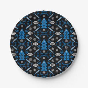 Nordic Folk Art Fish Paper Plate