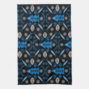 Nordic Folk Art Fish Tea Towel