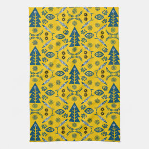 Nordic Folk Art Fish Tea Towel