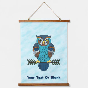 Nordic Folk Art Owl Hanging Tapestry