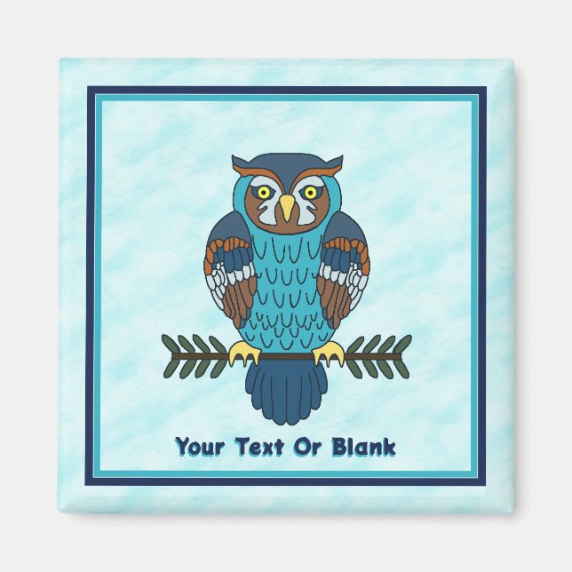 Nordic Folk Art Owl Magnet (Front)