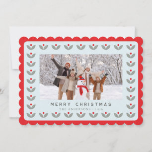Nordic Folk Floral 2 Photo Holiday Newsletter Card