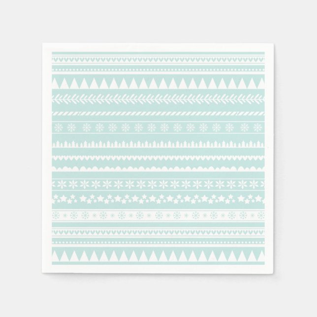 Nordic Folk Print Holiday Paper Napkin (Front)