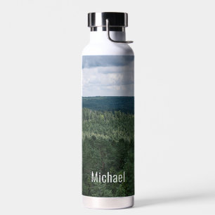 Nordic Forest Landscape Over The Trees With Name Water Bottle