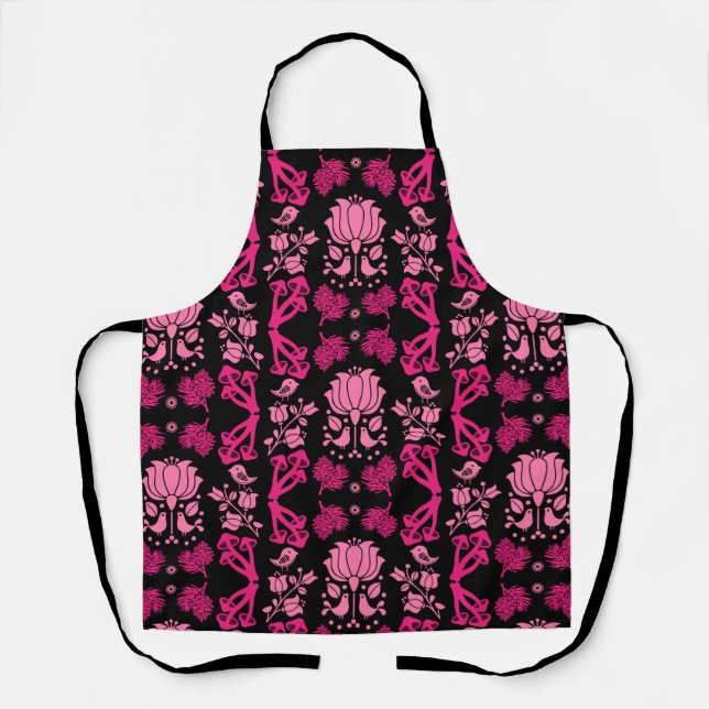 Nordic Forest Mushroom Folk Art Apron (Front)
