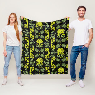 Nordic Forest Mushroom Folk Art Fleece Blanket