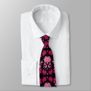 Nordic Forest Mushroom Folk Art Tie