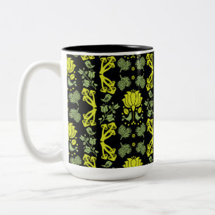 Nordic Forest Mushroom Folk Art Two-Tone Coffee Mug