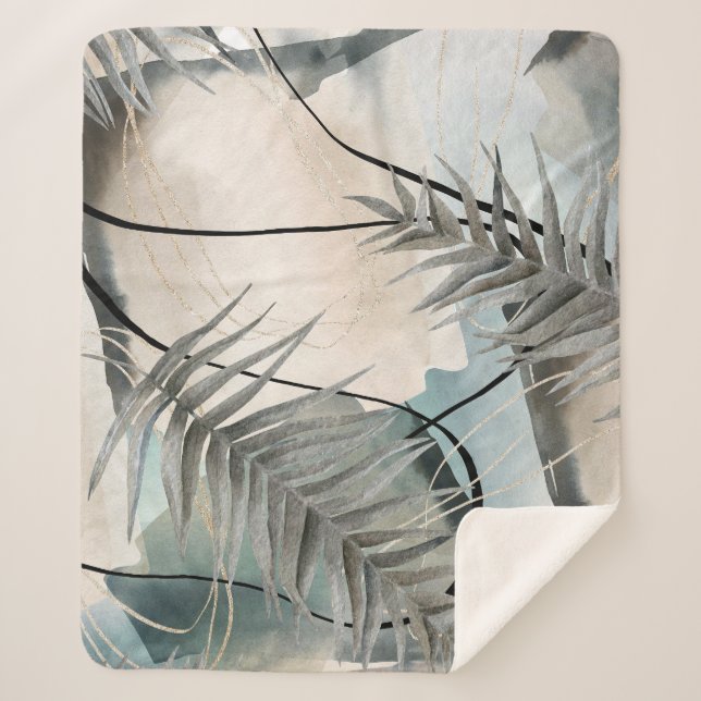 Nordic Geometric Floral Marble Sherpa Blanket (Front)