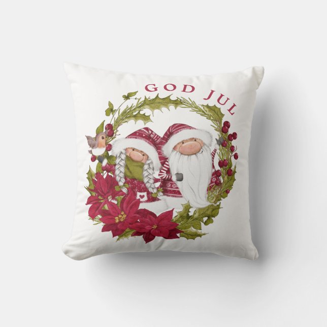 Nordic Gnome | God Jule | Norwegian Christmas Cushion (Front)