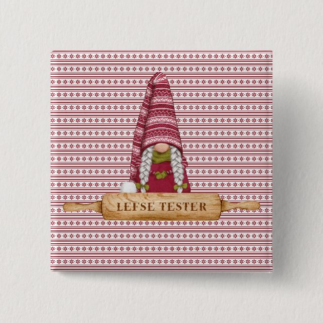 Nordic Gnome | Lefse Tester  15 Cm Square Badge (Front)