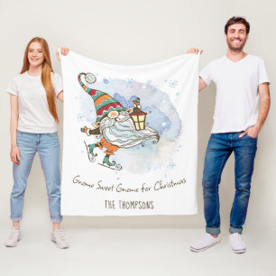 Nordic Gnome Personalised Christmas Fleece Blanket