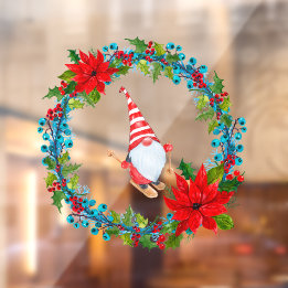 Nordic Gnome Skier Within a Christmas Wreath Vinyl