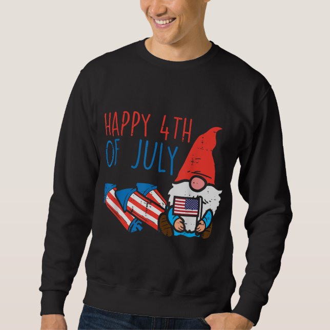 Nordic Gnome US Flag Happy 4th Of July Garden Patr Sweatshirt (Front)