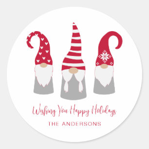 Nordic Gnomes Christmas Holiday Classic Round Sticker