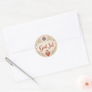Nordic God Jul Norwegian Christmas Classic Round Sticker