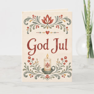 Nordic God Jul   Norwegian Christmas Holiday Card