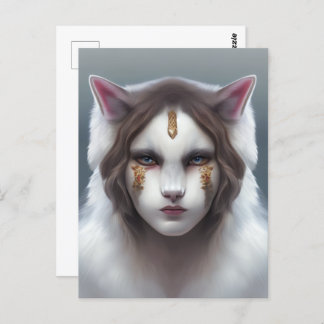 Nordic goddess cat women postcard