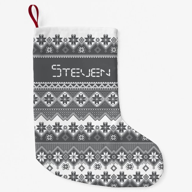 Nordic Grey Small Christmas Stocking (Front)